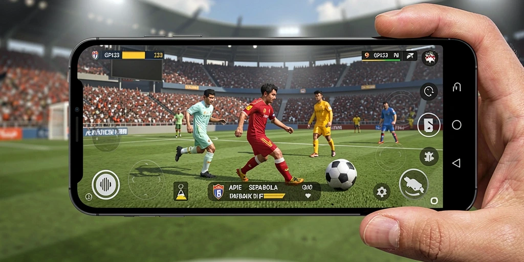 Tampilan gameplay API33 dengan aksi sepak bola yang mendebarkan.