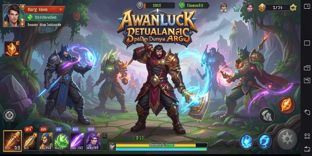 Screenshot gameplay AWANLUCK yang menunjukkan aksi pertempuran epik.