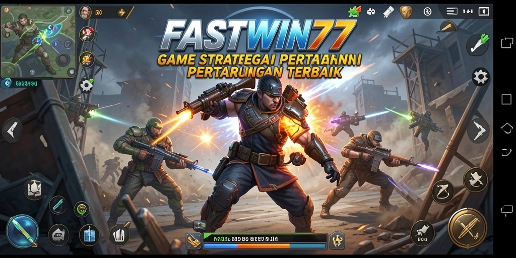 Screenshot utama FASTWIN77 menampilkan aksi epik gameplay SLG.