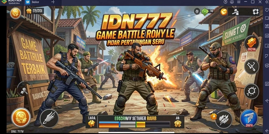 Screenshot IDN777 menampilkan pertarungan Battle Royale yang seru.