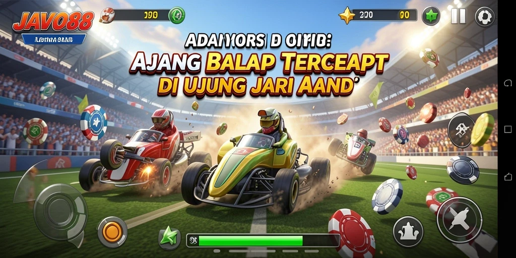 Tampilan gameplay balap yang menegangkan di JAVO88.