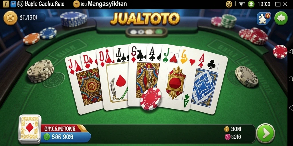 Screenshot gameplay seru JUALTOTO yang menampilkan permainan Gaple.