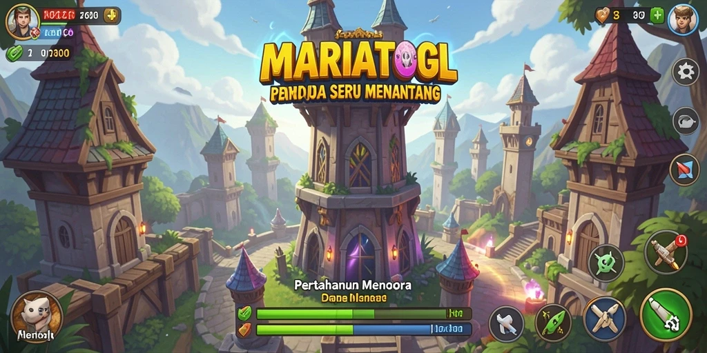 Tampilan gameplay menara yang menarik dan dinamis di MARIATOGL.