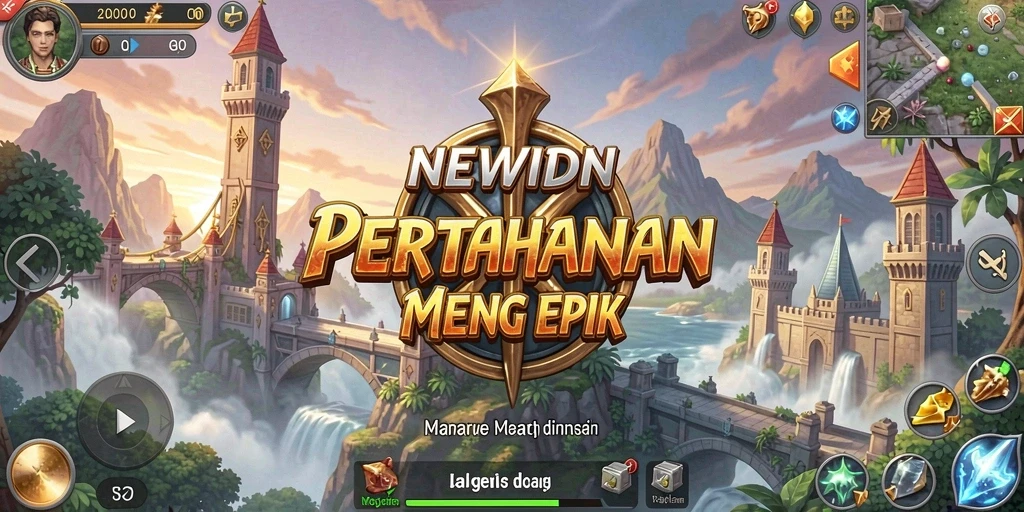 Menampilkan aksi intens di battlefield Tower Defense.