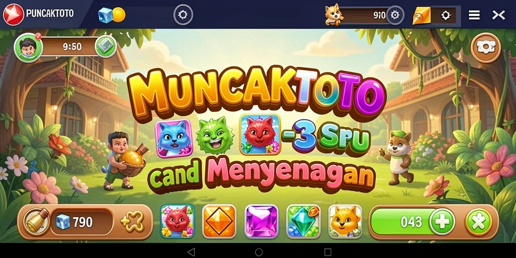 Tampilan gameplay PUNCAKTOTO yang menarik dan warna-warni.