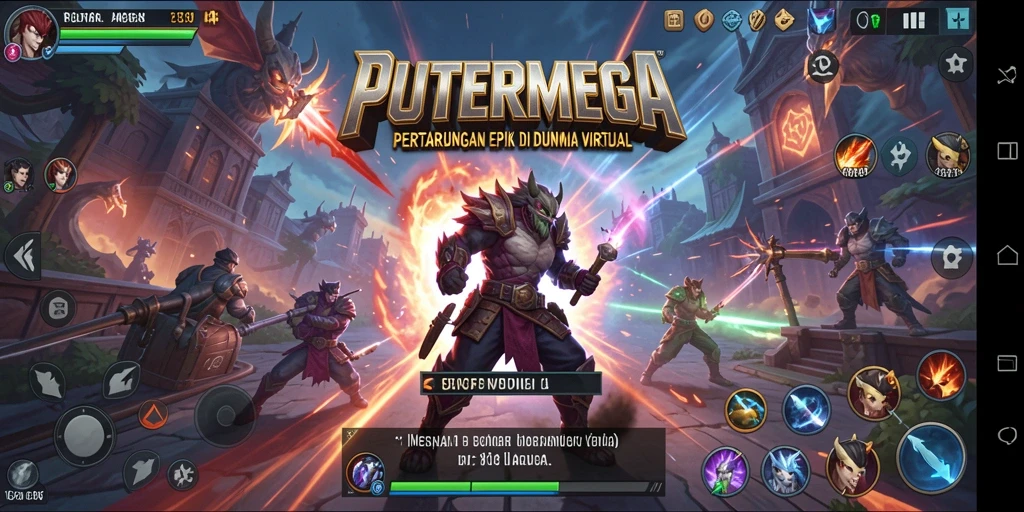 Screenshot permainan PUTERMEGA dengan karakter bertarung.