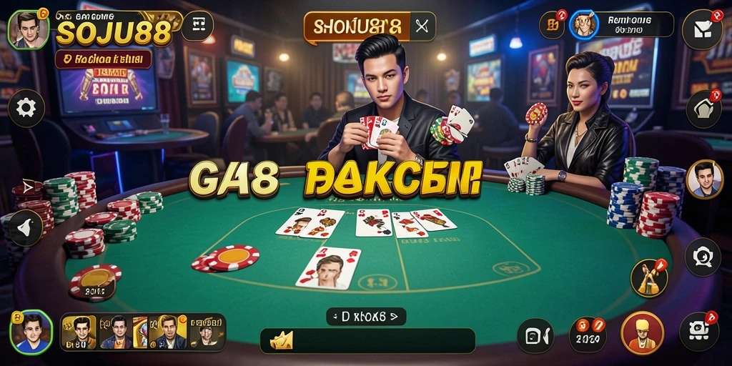 Tampilan gameplay Poker yang menegangkan di SOJU88.
