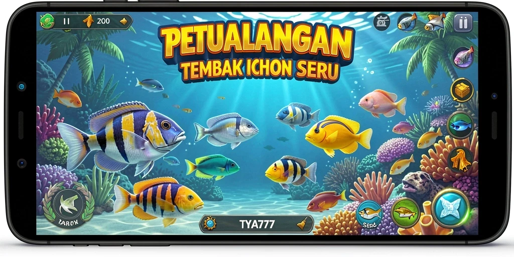 Tampilan gameplay Tembak Ikan yang penuh warna dan seru.