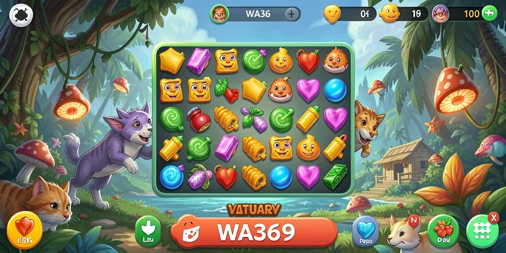 Tangkapan layar WA369 menunjukkan gameplay menarik dengan warna-warna cerah.