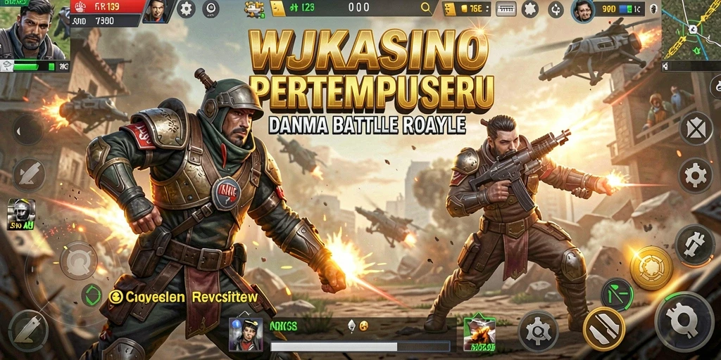 Gameplay mendebarkan WJKASINO dalam arena Battle Royale.